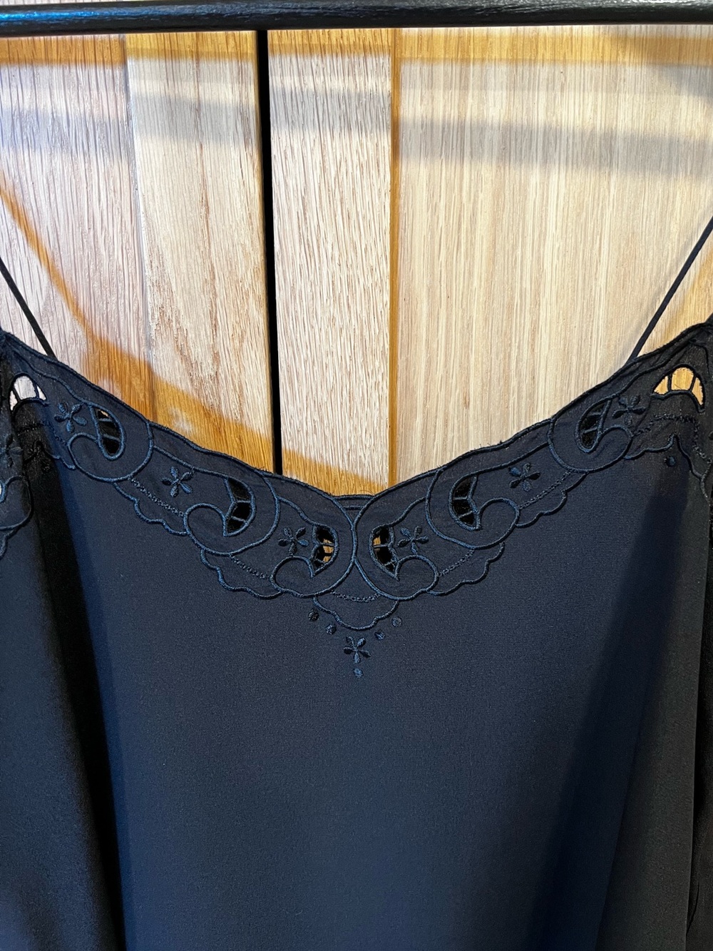Sézane Palma Embroidered Silk Camisole Top Black FR 36 US 4 Feminine French - Picture 2 of 7